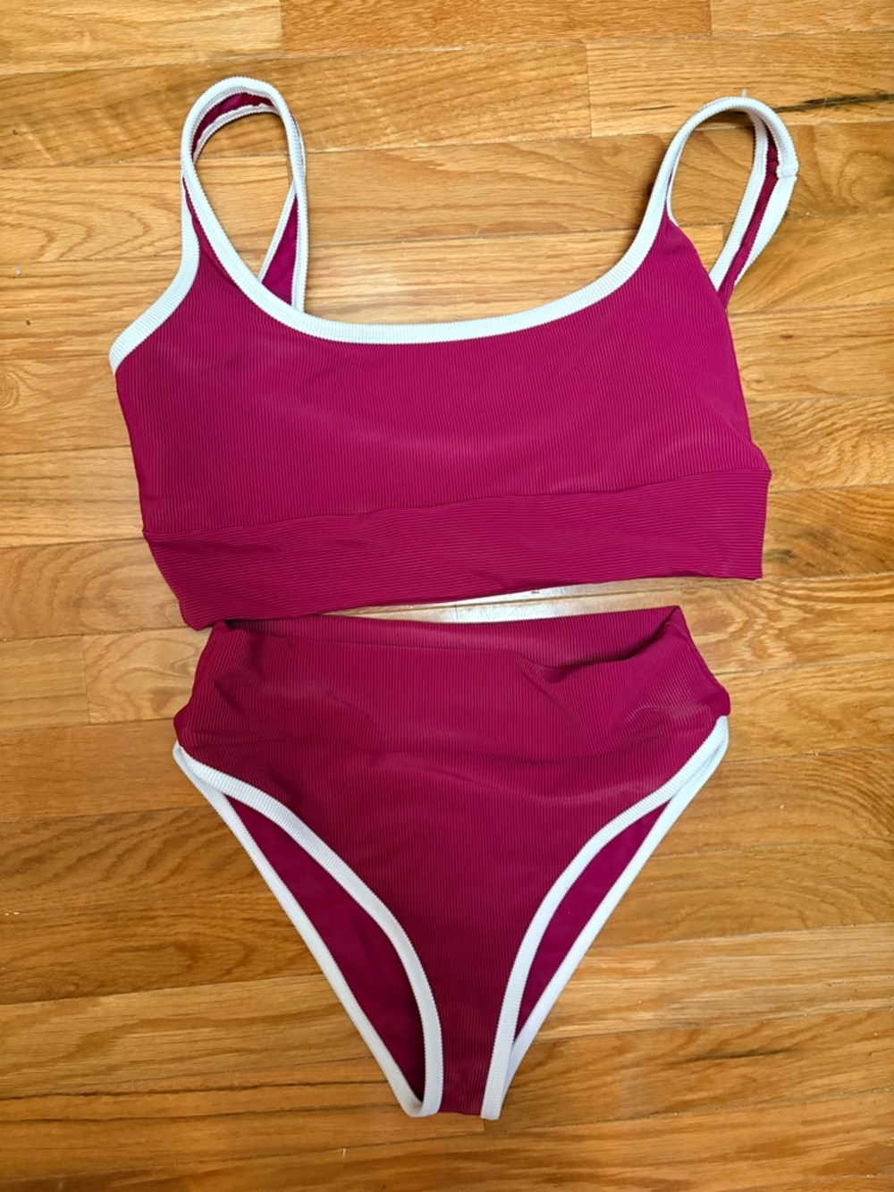 LainSnow Strawberry Wine Bikini with White Trim